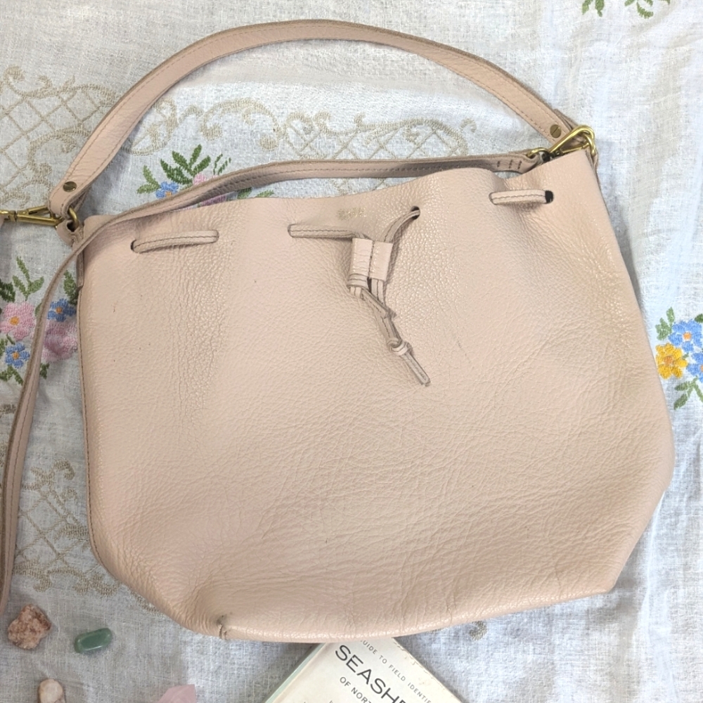 Mark and Graham Nude Leather Boho Shoulder Bag